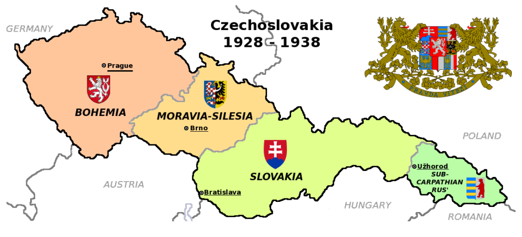 map of Czechoslovakia