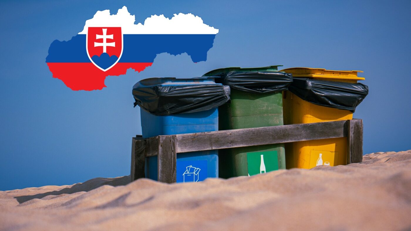 Waste bins on a beach