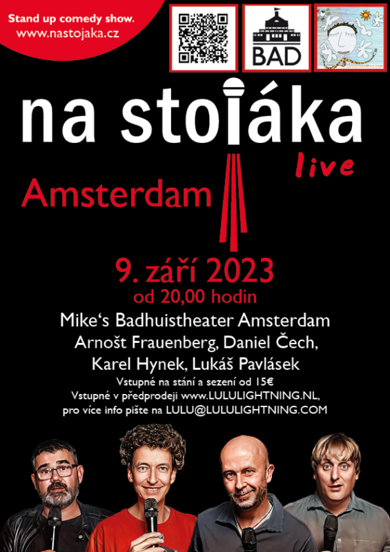 A poster for a Czech stand-up comedy in Amsterdam